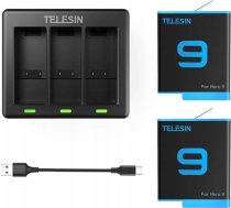 Telesin Charger + 2x Rechargeable Battery For Gopro Hero 9 ( 6972860172286 6972860172286 SB6282 ) Sporta kameru aksesuāri