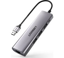 HUB USB Ugreen CM266 1x RJ-45  + 3x USB-A 3.0 (UGR443) UGR443 (6957303868124) ( JOINEDIT23101418 ) USB centrmezgli