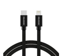 Swissten Textile Universāls Quick Charge 3.1 USB-C uz Lightning Datu un Uzlādes Kabelis 2m Melns ( 71529201 ) USB kabelis