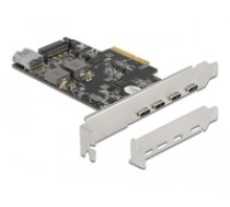 DeLOCK PCI Express x4 card for 4 x USB Type-C + 1 x USB Type-A - SuperSpeed ??USB 10 Gbps - low profile form factor  USB controller 90059 ( 90059 90059 90059 ) aksesuārs datorkorpusiem