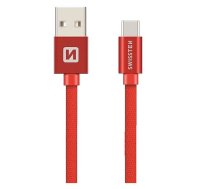 Swissten Textile Universāls Quick Charge 3.1 USB-C Datu un Uzlādes Kabelis 1.2m Sarkans ( SW QU TYPC 3.1 1.2M R SW QU TYPC 3.1 1.2M R SW QU TYPC 3.1 1.2M R ) USB kabelis