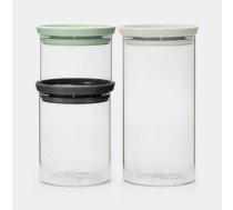 BRABANTIA stikla kārbu komplekts 0.3L+0.6L+1.1L  mixed 100550 ( 100550 100550 100550 ) Pārtikas uzglabāšanas piederumi