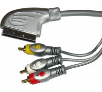 Kabel Scart - RCA (Cinch) x3 1.5m srebrny (KPO3418-1.5) KPO3418-1.5 (5901436723424) ( JOINEDIT40846441 ) kabelis video audio