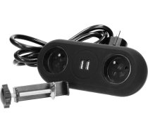 Orno Gniazdo meblowe z uchwytem montazowym ladowarka USB 2 gniazda 2P+Z 2xUSB przewod 3x1 0mm2 - 1 5m czarne OR-AE-13197/B (5908254803628) ( JOINEDIT40850162 )