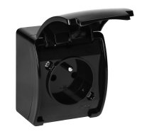 Gniazdo pojedyncze 2P+Z AQUATIC IP44 czarne ( OR OE 7105/B )
