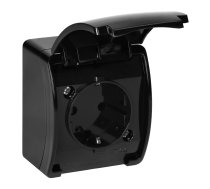 Gniazdo pojedyncze 2P+Z Schuko AQUATIC IP44 czarne ( OR OE 7105(GS)/B )