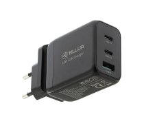 Tellur GaN 65W 3-port wall charger  2xUSB-C + USB-A  EU UK US  black 5949120005142 ( TLL151451 TLL151451 TLL151451 ) iekārtas lādētājs
