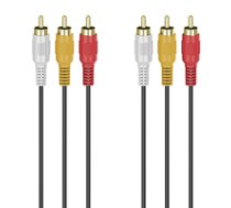 Hama Audio-Video  3 RCA - 3 RCA  gold-plated  3 m  melna - Vads ( 00305014 00305014 00305014 ) mūzikas centrs