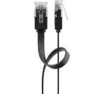 goobay Patch cable Cat6 U/UTP flat black 2 0m ( 95384 ) kabelis vads