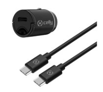 CELLY CCMINITYPEC - CAR CHARGER USB-C+USB-C TO USB-C CABLE 20W [PRO POWER] ( CCMINITYPEC CCMINITYPEC CCMINITYPEC ) iekārtas lādētājs