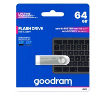 GOODRAM FLASHDRIVE 64GB UNO3 SILVER USB 3.2 Gen 1 ( UNO3 0640S0R11 5908267965344 USB UNO3-0640S0R11 ) USB Flash atmiņa