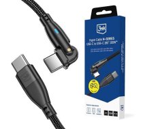 3mk Hyper Cable N-SERIES C to C 1m PD 3.0 QC 3.0 20V/5A 100W Black - Swivel (5903108758222) ( 5903108758222 161315 ) USB kabelis