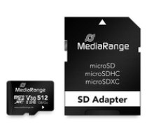 MediaRange SD MicroSD Card 512GB UHS-1 Cl.10 inkl. Adapter ( MR947 4260664878216 540321 ) atmiņas karte