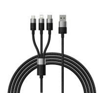3in1 USB cable Baseus StarSpeed Series USB-C + Micro + Lightning 3 5A 1.2m (Black) ( CAXS000001 135765-uniw 6932172622268 BSU3937 SUP0002696 ) USB kabelis