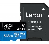 Lexar microSDXC Card 512GB UHS-I High-Performance 633x U3 100MB/s ( LSDMI512BB633A LSDMI512BB633A LSDMI512BB633A ) atmiņas karte