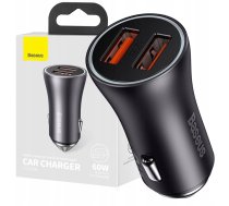 Baseus Golden Contactor Max 2xUSB-A 60W car charger dark gray (6932172650131) ( 6932172650131 BSU9149 ) iekārtas lādētājs