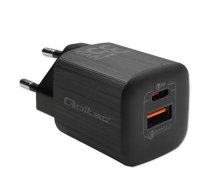 Qoltec 35W GaN ULTRA 5-20V 2.25-3A 1 x USB typ C PD 1 x USB QC 3.0 black ( 5901878507644 ) iekārtas lādētājs