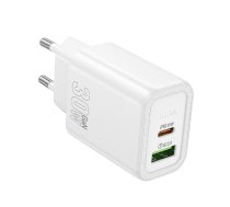 HOCO wall charger USB A+Type C PD QC3.0 3A 30W N63 white ( 6942007644365 N63 white ) iekārtas lādētājs