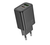 HOCO wall charger USB A+Type C PD QC3.0 3A 30W N63 black ( 6942007644358 N63 black ) iekārtas lādētājs