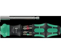 Wera Kraftform Kompakt 28 RA 1 bit set black/green 6-piece 1/4" with ratchet function and stainless steel bit holder ( 05051519001 4013288234032 544899 )