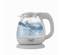 Adler Kettle AD 1283G Standard 1100 W 1 L Plastic/Glass 360° rotational base Grey 5902934833417 ( AD 1283 grey 5902934833417 AD 1283G AD1283G ) Elektriskā Tējkanna