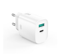 XO wall charger CE29 PD 20W 1x USB-C 1x USB white + cable USB-C - USB-C ( 6920680859009 CE29 ) iekārtas lādētājs