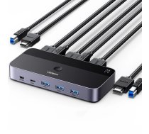 UGREEN KVM CM664 switch 3xUSB-A 2xUSB-B 2xUSB-C 3xHDMI micro USB black ( 6941876217076 15707 15707-ugreen UGR1824 ) KVM komutators