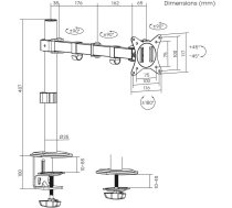 Maclean MC-753N LCD Monitor Desk Mount 17-32" 9kg VESA 75x75 100x100 Single Arm Extendable Adjustable ( 5902211133780 0001-00019-17568 MC-573N MC-753N )