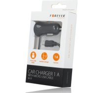 Forever M-01 Auto Lādētājs 1A ar Micro USB kabelis ar LED indikātoru / 1 5m Melns ( T_0014808 )