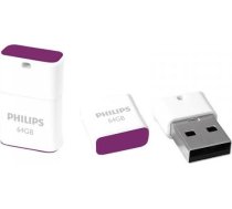 Philips USB 2.0 64GB Pico Edition Magic Purple ( FM64FD85B/00 36608-uniw ) USB Flash atmiņa