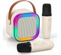 ExtraLink Kids Mini Karaoke LED Speaker 2x Mic White Karaoke Set Speaker Microphone ( 5906168635175 EX.35175 ) pārnēsājamais skaļrunis