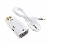 RoGer HDMI uz VGA (+ Audio) pārveidotājs balts ( RO HDMI2VGA WH 4752253012335 ) kabelis video audio