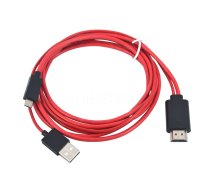 RoGer 4K 30Hz Ultra HD microUSB uz HDMI 2m Vads Sarkans (EU Blister) ( RO MICROUSB HDMI R 4752168097847 ) USB kabelis