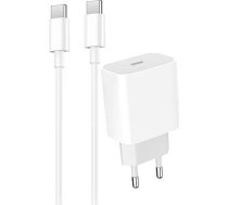 POWER SUPPLY CHARGER 3.6A 20W WHITE DENMEN + CABLE TYP-C 3600mAh DC06 POWER DELIVERY TYPE-C TO TYP-C ( DC06 TYP C 29978 ) iekārtas lādētājs