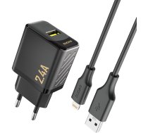 Ladowarka sieciowa USB-A z kablem USB-A - iPhone Lightning 2.4A GaN EU - czarna Ladowarka sieciowa USB-A z kablem USB-A - iPhone Lightning 2 6976625334032 (6976625334032) ( JOINEDIT87301130 ) iekārtas lādētājs