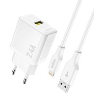 Ladowarka sieciowa USB-A z kablem USB-A - iPhone Lightning 2.4A GaN EU - biala Ladowarka sieciowa USB-A z kablem USB-A - iPhone Lightning 2. 6976625334025 (6976625334025) ( JOINEDIT87301129 ) iekārtas lādētājs