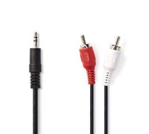Stereo audio kabelis 3 5 mm Male - 2x RCA Male 1 5 m melns ( CAGL22200BK15 ) kabelis video audio