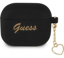Guess case for Airpods 3 GUA3LSCHSK black Silicone Heart Charm ( GUA3LSCHSK 3666339038991 GUE1612BLK ) austiņas