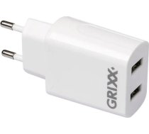 Grixx Power Adapter 220V White Dual USB A ( 8718375458914 GROPADUSB01 ) iekārtas lādētājs