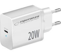 Ladowarka Esperanza EZC104W Esperanza ladowarka sieciowa 20w usb-c pd biala EZC104W (5901299960554) ( JOINEDIT89632442 ) iekārtas lādētājs