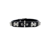 Hunter Collar Modern Art Bone 35 nickel-plated Faux Leather black/Faux Leathe