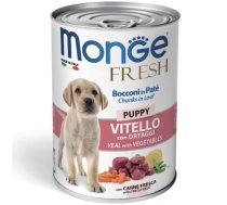Monge Fresh Chunks Puppy With Veal & Vegetables mitrā barība kucēniem ar teļa gaļu un dārzeņiem, 400 g | 8009470014441 | MN14441