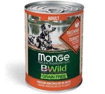 Monge BWild Chunkies In Gravy Adult Turkey With Pumpkin And Zucchini bezgraudu konservi pieaugušiem suņiem ar tītara gaļu, ķirbi un cukini, 400 g | 8009470012645 | MN12645