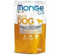 Monge Grill Pouch Junior Chicken And Turkey mitrā barība kucēniem ar cāli un tītaru, 100 g | 8009470013178 | MN13178