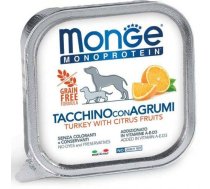 Monge Monoproteinic Fruits Pate Turkey With Citrus Fruits mitrā barība suņiem ar tītara gaļu un citrusaugļiem, 150 g | 8009470014397 | MN14397