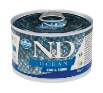 Farmina N&D Ocean Codfish Squid Mini mitrā barība pieaugušiem suņiem ar mencu un kalmāriem, 140 g | 8606014102239 | F5720