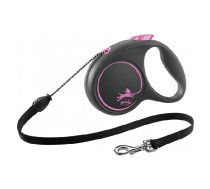 Trixie Flexi Black Design Cord Leash inerces pavada suņiem, izmērs S, ar virvi, 5 m, suņiem līdz 12 kg | 4000498033319 | 109079