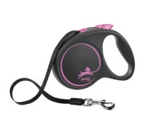 Trixie Flexi BLACK DESIGN tape leash, izvelkamā pavada suņiem, S 5 m, rozā | 4000498033913 | 108875