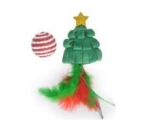 Garden Fun plīšā Ziemassvētku eglīte ar spalvu un bumbiņu, rotaļlieta kaķiem, 4x4 cm | 8019808229591 | AH9378
