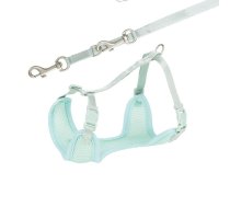 Trixie H-Harness ar pavadu, mīksta un regulējama krūšu siksna suņiem, piparmētru krāsā, M–L: 36–50 cm/10 mm, pavada 2.00 m | 4011905155753 | 113569